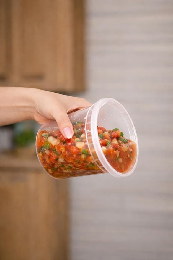 Food storage 32oz Clear- plastic food storage containers with lids Microwave & Freezer Safe, BPA- Free, 24 sets (cups+lids) meal prep & soup storage