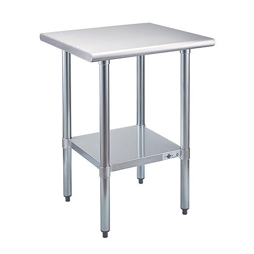 Profeeshaw Stainless Steel Prep Table 24x24 Inch NSF Commercial Work Table with Undershelf Heavy Duty Table for Kitchen Restaurant Home Hotel