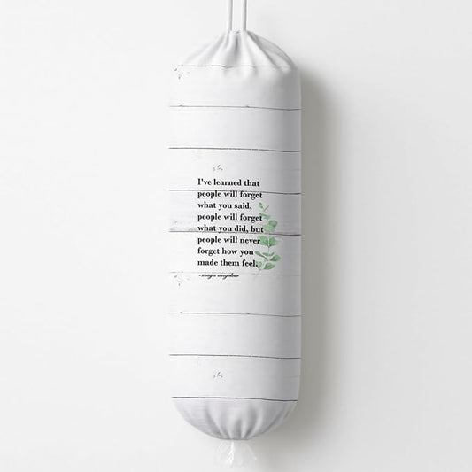 Plastic Bag Holder, Inspirational Quote Plastic Bag Holder for Kitchen Essentials, Trash Sack Storage Dispenser for Home Decor, Kitchen Gifts to Women Family Friends Grandma Mom