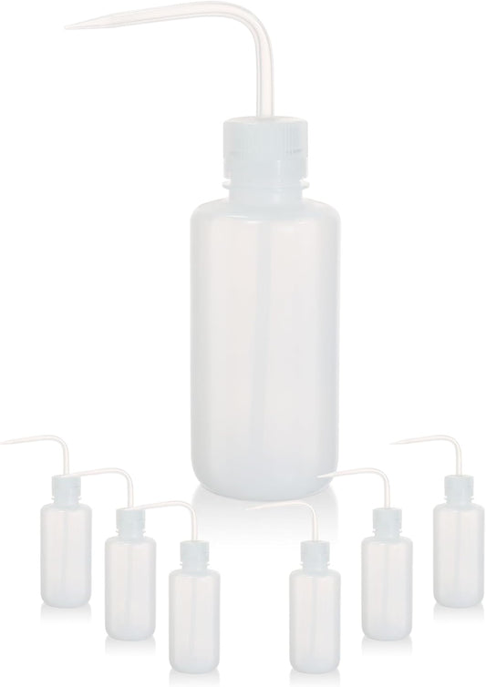 6pcs of Economy Wash Bottles, Vol.500ml (17oz), Narrow-Mouth, Self-Venting Safety Wash Bottles, LDPE Material,IN-WBN500