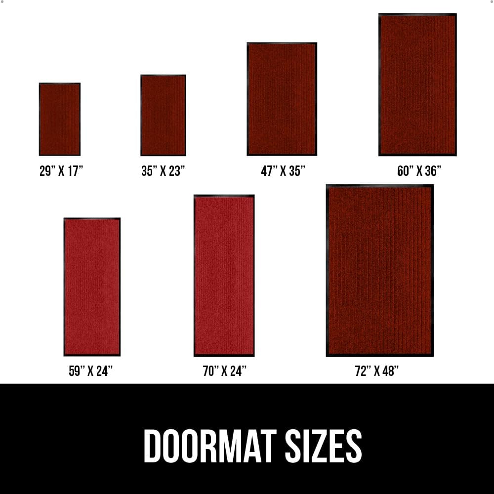 GORILLA GRIP Traffic Guard Door Mat, 70x24, Heavy Duty Welcome Mats, Commercial Office Space Doormat, Waterproof, Fade Resistant, Strong Rubber Backing, Low Profile, Shoe and Boot Scraper, Red