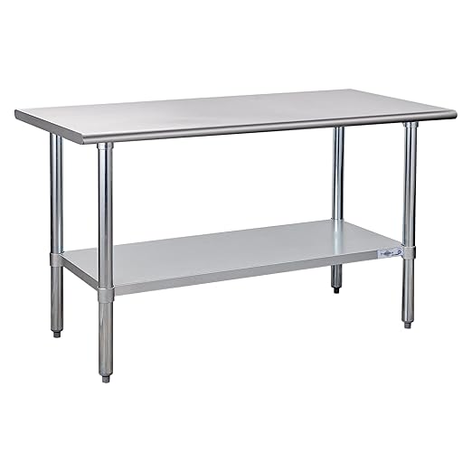 Profeeshaw Stainless Steel Prep Table 60x24 Inch NSF Commercial Work Table with Undershelf Heavy Duty Table for Kitchen Restaurant Home Hotel