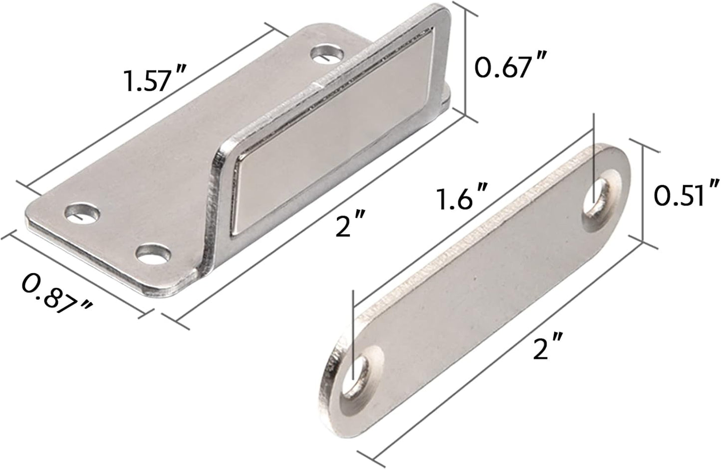 Mousike Double Magnetic Door Catch，60lb Stainless Steel Cabinet Door Magnets with Strong Magnetic for Kitchen Cupboard Wardrobe Closet Cabinet Door Drawer Latch (12Pack)