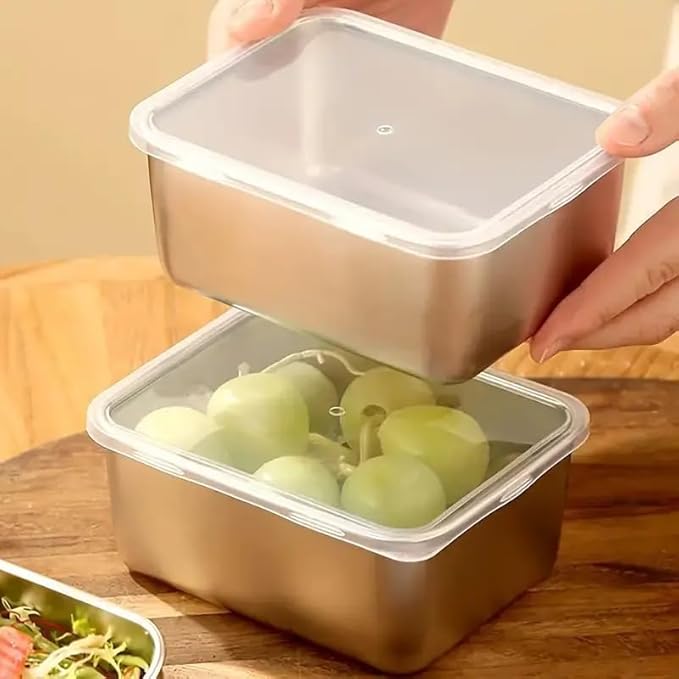 6pcs Stainless Steel Stacking Food Containers with Lids, Reusable Snack & Prep Containers for Office, sp-00018