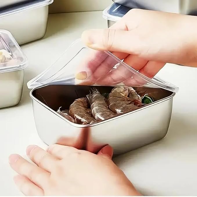 6pcs Stainless Steel Stacking Food Containers with Lids, Reusable Snack & Prep Containers for Office, sp-00018