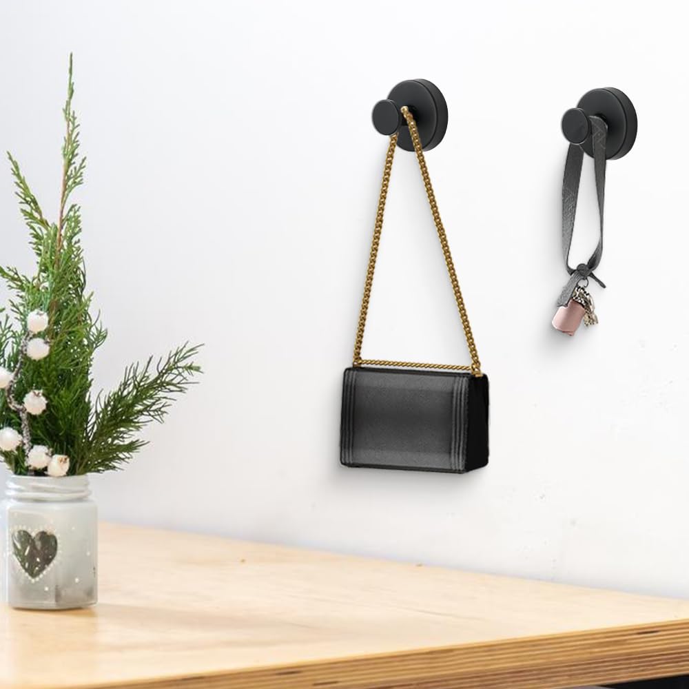 Suction Cup Hooks for Wreaths, 2025 New No Drill Suction Cup Hooks on Glass, Wreath Hanger for Front Door, Rustproof Hook Holder Towel Hook for Window Bathroom Mirrors Tile (4, Mix Color)