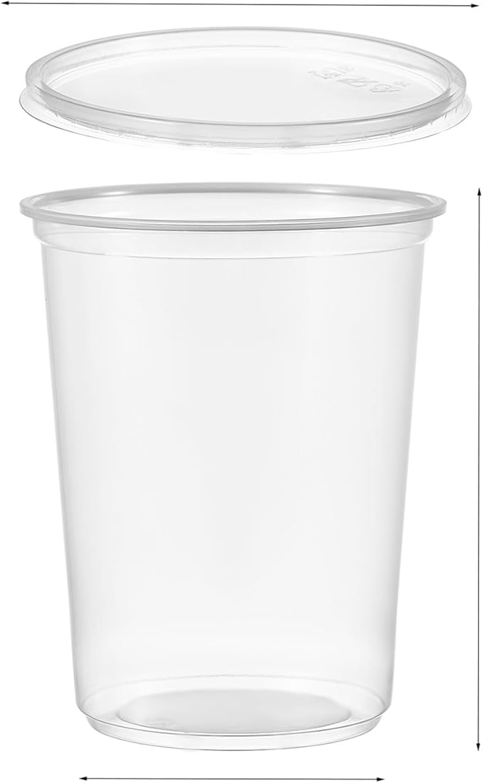 [150 Sets - 32 oz. Plastic Deli Food Storage Soup Togo Containers With Airtight Lids Clear Disposable Takeout Quart Container