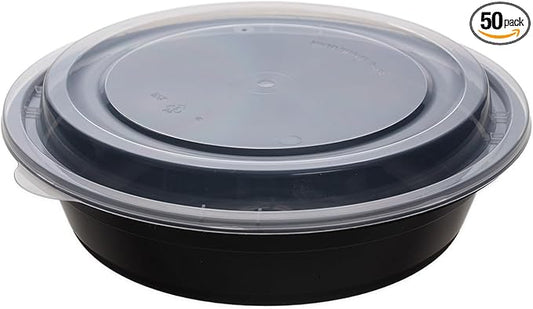 16 oz Round Portion Containers - 50 Pack Commercial, BPA-Free, Freezer/Dishwasher Safe - For Sides, Sauces, Dressings, Snacks