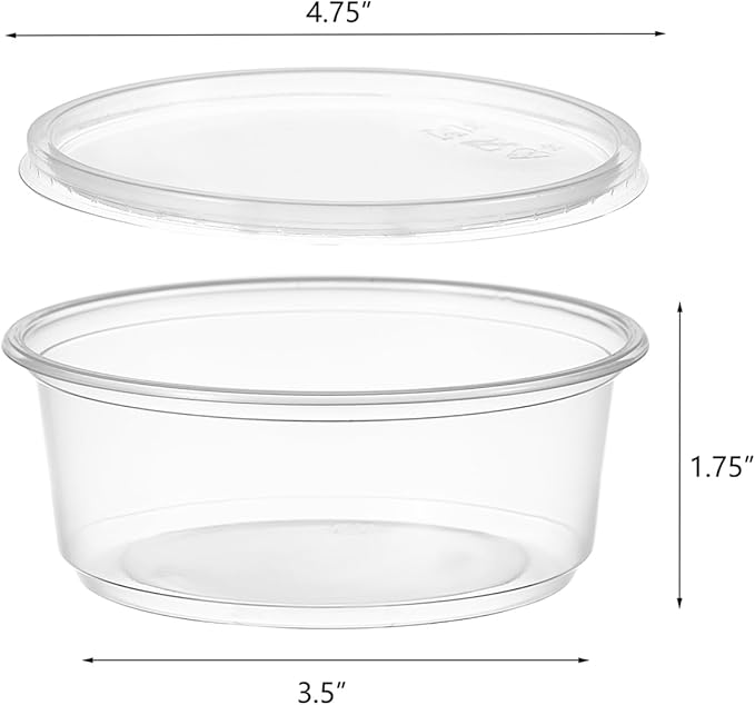 [50 Set - 8 oz. Plastic Deli Food Storage Containers With Lids Disposable Clear Small Togo Containers (Formerly FULING)
