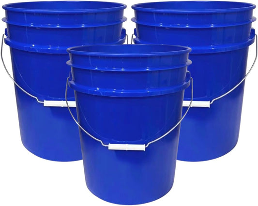 House Naturals 5 Gallon Premium HPDE Plastic Bucket - Made in USA Food Grade Storage Container, BPA Free All Purpose Pail (3, Reflex Blue)