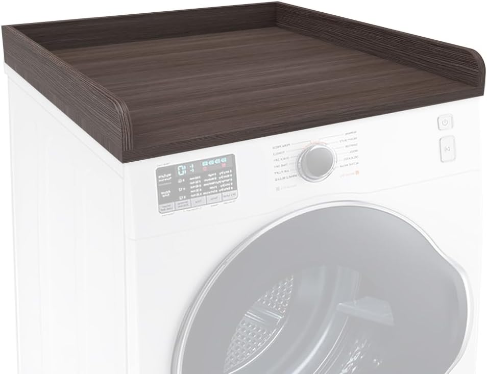 Washer Dryer Countertop Only,Edge Rails-27.5" Depth*27.5" Width Laundry Room Organization,High-Adhesion Non-Slip Protective Layer,with Edge Rails (Brown)