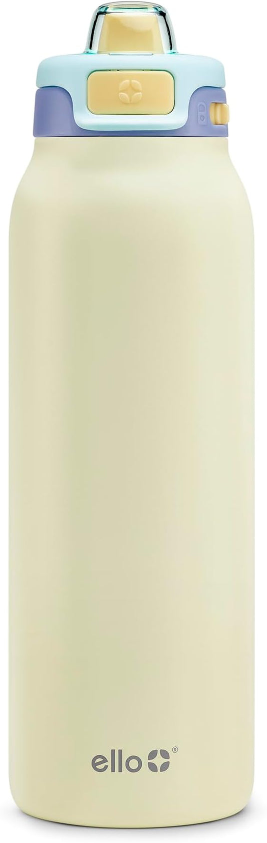 Ello Pop & Fill Stainless Steel Water Bottle with Quick Fill Technology, Double Walled Vacuum Insulated Metal, Leak Proof Locking Lid, Sip & Chug, BPA Free, Holiday Gift for Him Her, 22oz, 32oz, 40oz