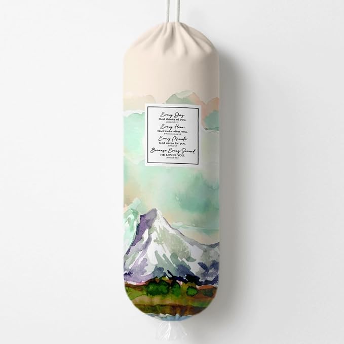 Plastic Bag Holder, Plastic Bag Holder with Bible Verse, Reusable Hanging Grocery Bags Organizer for Home Kitchen Pantry Decor, Inspirational Religious Kitchen Gifts for Women Friends and Family