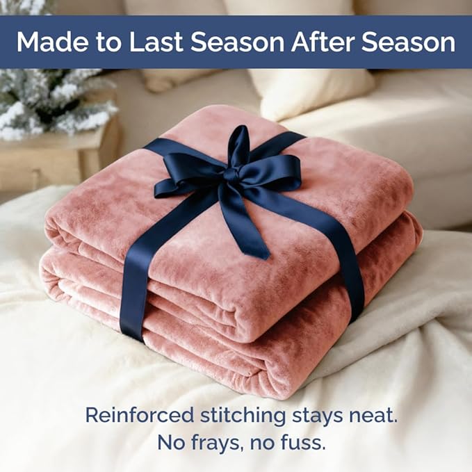 Ultra Soft Fleece Blanket King Size - Flannel Fleece Luxury King Blanket - Lightweight for Couch Bed Chair - Thick, Warm & Breathable - All Season Cozy Fuzzy, Anti-Static Microplush Bedding, Rose Pink