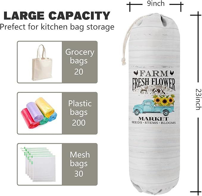 Grocery Bags Holder Organizer for Shopping Bags，Wall Mount Plastic Bags Storage Container Dispensers, Gift for Women Mother Grandmother Friend