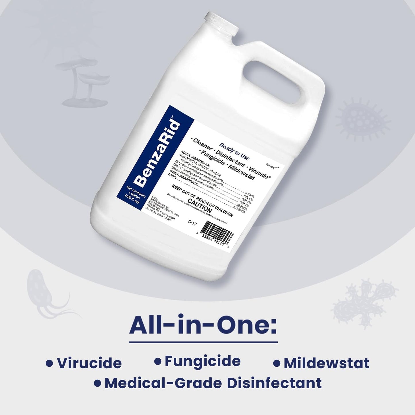 Pro Mold Killer Fungicide Disinfectant including Aspergillus Niger (Black Mold) H5N1 Pack | Multi-Purpose Fungicide, Mildewstat, Disinfectant, Virucide | EPA Reg. 1 Gal + 32 oz.