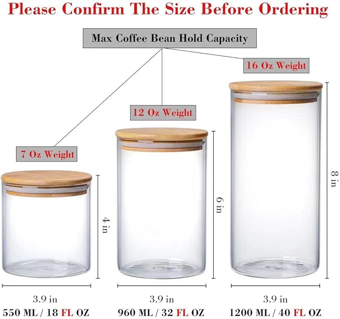 MOLFUJ 550 ML / 18 FL Oz Glass Storage Container with Wood Lid, Stackable Clear Decorative Organizer Bottle Canister Pantry Jar with Air Tight Wooden Lid for Food, Coffee, Candy, Sugar, Salt, Tea