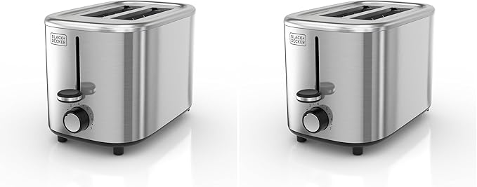 BLACK+DECKER® 2-Slice Toaster with 7 Toast Shade Settings, Extra-Wide Slots for Bagels, Stainless Steel Exterior Finish (Pack of 2)