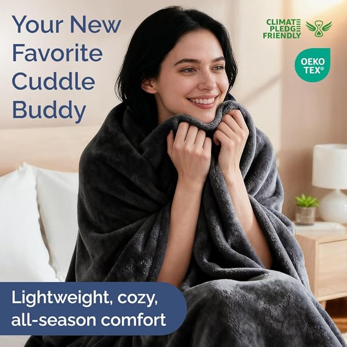 Ultra Soft Fleece Blanket Twin Size - Flannel Fleece Luxury Twin Blanket - Lightweight for Couch Bed Chair - Thick, Warm and Breathable - All Season Cozy Fuzzy, Anti-Static Microplush Bedding, Black