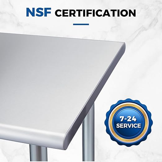 Profeeshaw Stainless Steel Prep Table 60x30 Inch NSF Commercial Work Table with Undershelf Heavy Duty Table for Kitchen Restaurant Home Hotel