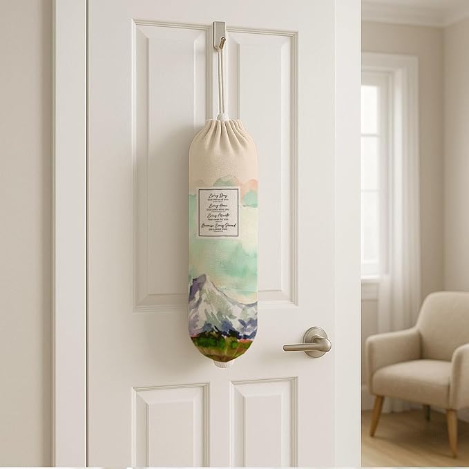 Plastic Bag Holder, Plastic Bag Holder with Bible Verse, Reusable Hanging Grocery Bags Organizer for Home Kitchen Pantry Decor, Inspirational Religious Kitchen Gifts for Women Friends and Family