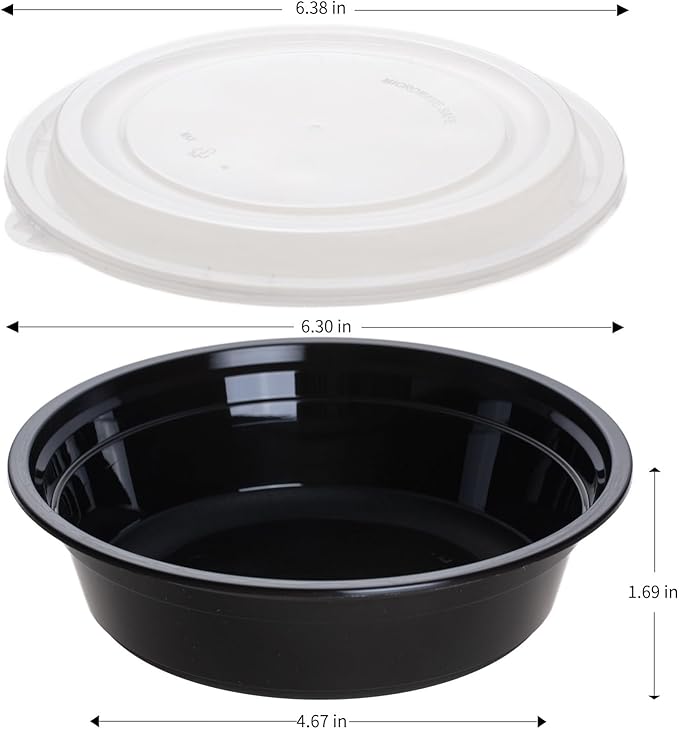 16 oz Round Portion Containers - 50 Pack Commercial, BPA-Free, Freezer/Dishwasher Safe - For Sides, Sauces, Dressings, Snacks