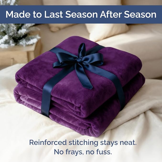 Ultra Soft Fleece Blanket Twin Size - Flannel Fleece Luxury Twin Blanket - Lightweight for Couch Bed Chair - Thick, Warm and Breathable - All Season Cozy Fuzzy, Anti-Static Microplush Bedding, Purple