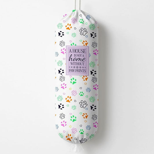 Funny Plastic Bag Holder, Colorful Paw Prints Plastic Bag Holder, Bags Holders for Plastics Bags Groceries Store, Reusable Grocery Sack Storage Dispenser, Kitchen Gifts For Women Family Friends