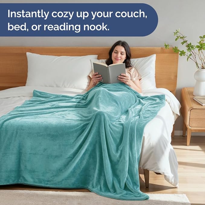 Ultra Soft Fleece Blanket Twin Size - Flannel Fleece Luxury Twin Blanket - Lightweight for Couch Bed Chair - Thick, Warm & Breathable - All Season Cozy Fuzzy, Anti-Static Microplush Bedding, Turqoise