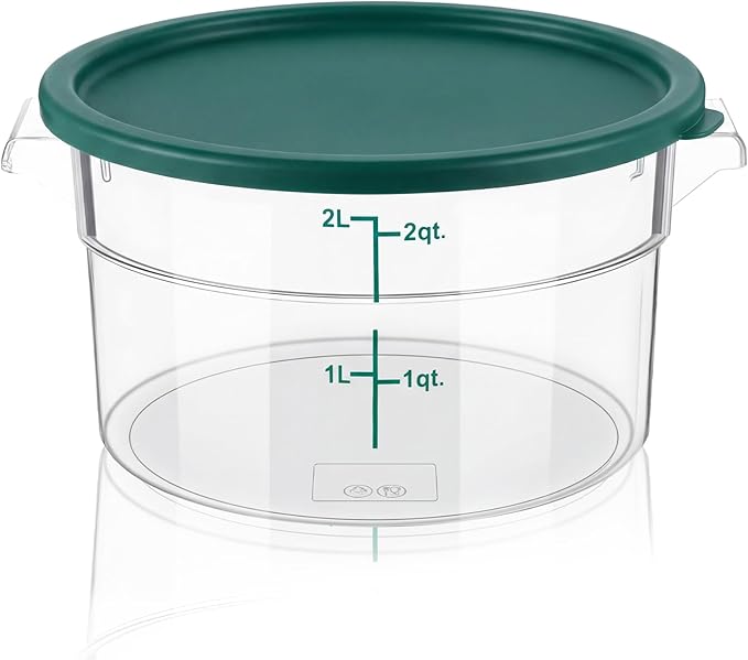 1 Pcs Dough Proofing Bucket with Lid, Round Food Storage Container 2 Qt Dough Bucket Clear Translucent Containers with Green Scale(Green)