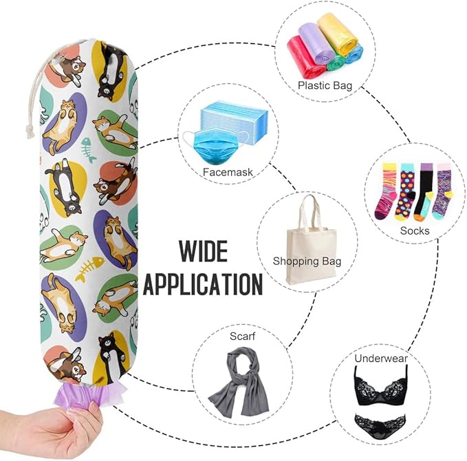 Cat Pattern Grocery Bags Holder Organizer For Shopping Bags，Wall Mount Plastic Bags Storage Container Dispensers, Pet Lovers Home Kitchen Gifts For Family, Friends, Cat Mom, Cat Dad, Women