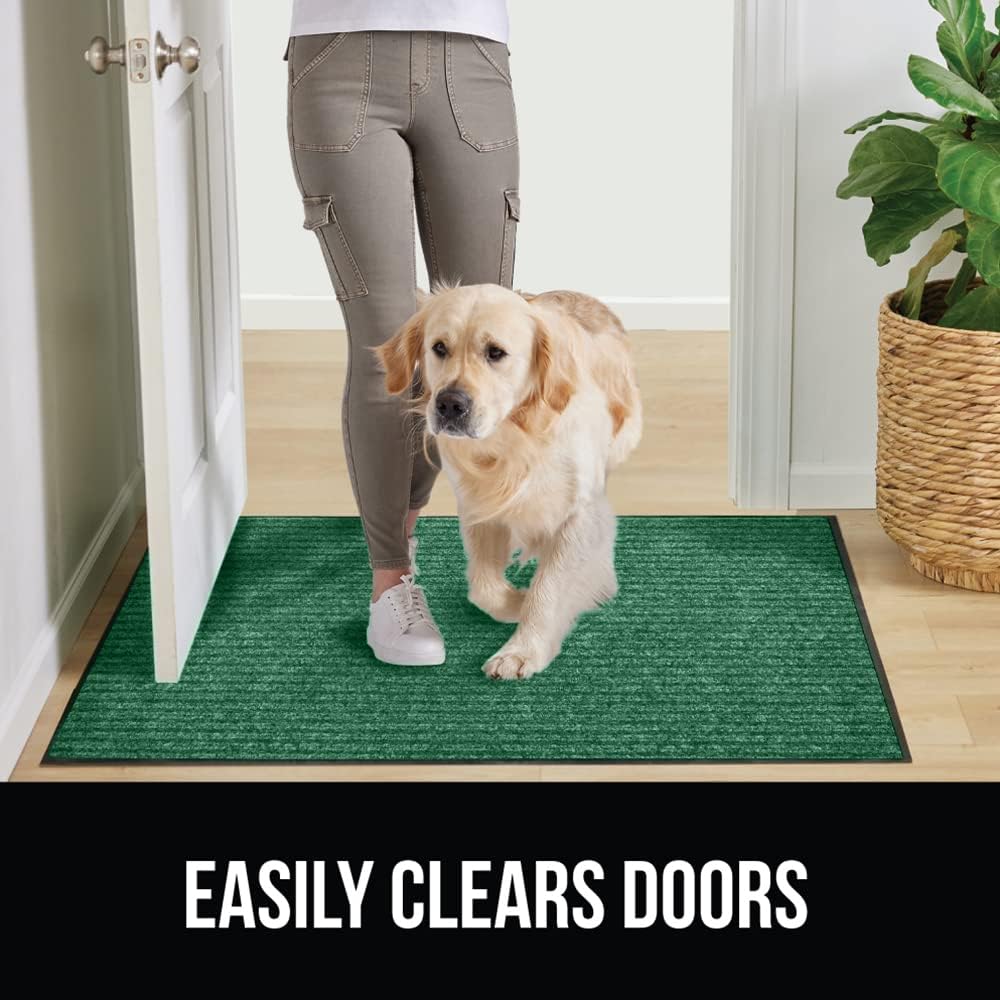 GORILLA GRIP Traffic Guard Door Mat, 72x48, Heavy Duty Welcome Mats, Commercial Office Space Doormat, Waterproof, Fade Resistant, Strong Rubber Backing, Low Profile, Shoe and Boot Scraper, Green