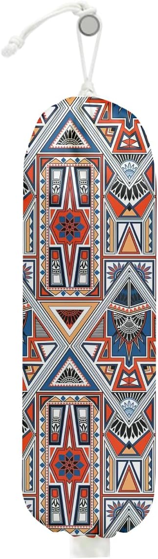 Vintage Ethnic Print Plastic Bag Holder, Wall Mount Grocery Bag Holder for Plastic Bags, Abstract Art Farmhouse Kitchen Pantry Decor Reusable Grocery Bags Organizer Storage Dispenser