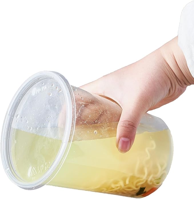 [150 Sets - 32 oz. Plastic Deli Food Storage Soup Togo Containers With Airtight Lids Clear Disposable Takeout Quart Container