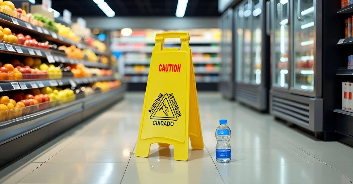 Wet Floor Sign, Slippery When Wet A-Frame Caution Sign, Bright Yellow 2 PACK