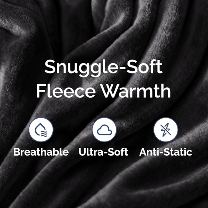Ultra Soft Fleece Blanket Twin Size - Flannel Fleece Luxury Twin Blanket - Lightweight for Couch Bed Chair - Thick, Warm and Breathable - All Season Cozy Fuzzy, Anti-Static Microplush Bedding, Black