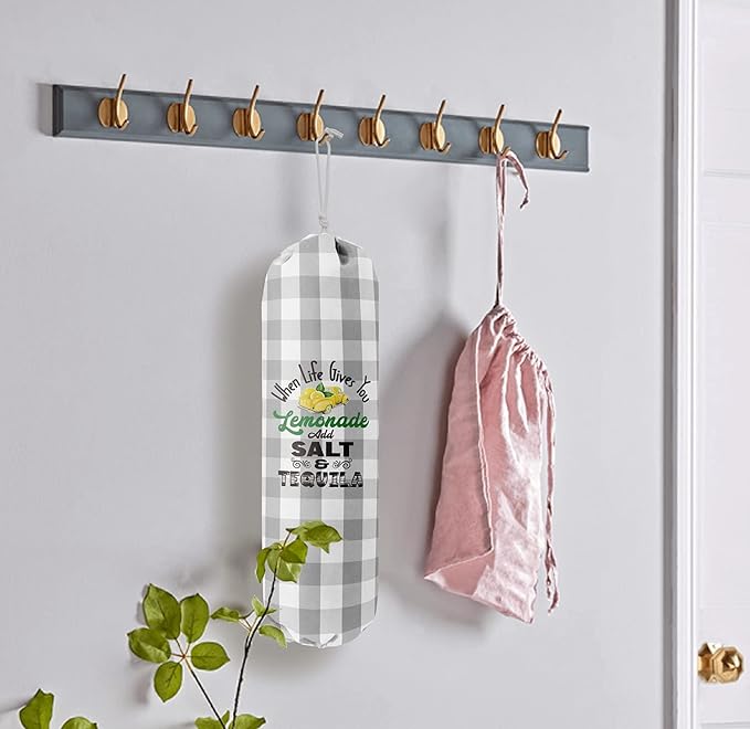 Grocery Bags Holder Organizer for Shopping Bags，Wall Mount Plastic Bags Storage Container Dispensers，Lemons Add Sal, Gift for Women Mother Grandmother Friend