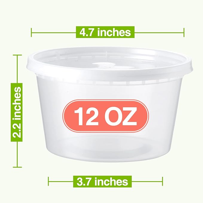 75 Sets 12oz Deli-Containers-with-Lids-Airtight-Plastic-Food-Storage-Containers-with-Lids-Soup-Slime-Overnight-Oat-To-Go-Containers