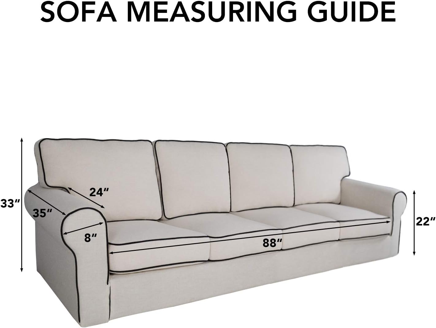 PureFit Reversible Quilted Sofa Cover, Water Resistant Slipcover Furniture Protector, Washable Couch Cover with Non Slip and Elastic Straps for Kids, Dogs, Pets (XX Large, Camel/Ivory)