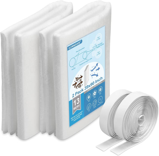 UCINNOVATE 2 Pack Air Vent Filters Kit, 39"x90" AC Vent Filter with 125" Installation Tape, MERV 13 Electrostatic Filter Media Cut to Size for Fan Floor Home Register,49.5Ft²