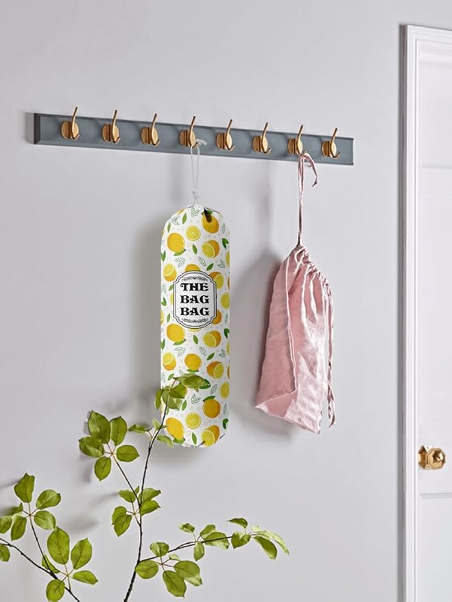 The Bag Grocery Holder, Lemon Organizer for Shopping Bags, Wall Mount Plastic Storage Container Dispenser, Kitchen Gifts for Women Family Friends Grandma Mom (C-2)
