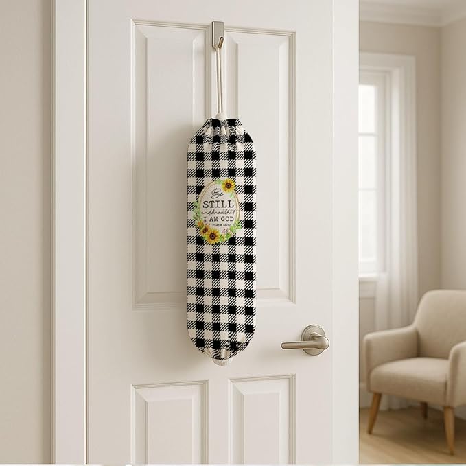 Plastic Bag Holder, Be Still And Know That I am God Plastic Bag Holder, Reusable Trash Bags Dispenser, Christian Kitchen Gifts for Women Inspirational Plastics Bags Holders with Bible Verse
