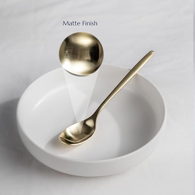 JazzUpCo Ava Flatware Flatware non toxic 18/10 stainless steel dishwasher safe (Matte Champagne Gold, 4 Person Set (20 Pieces))