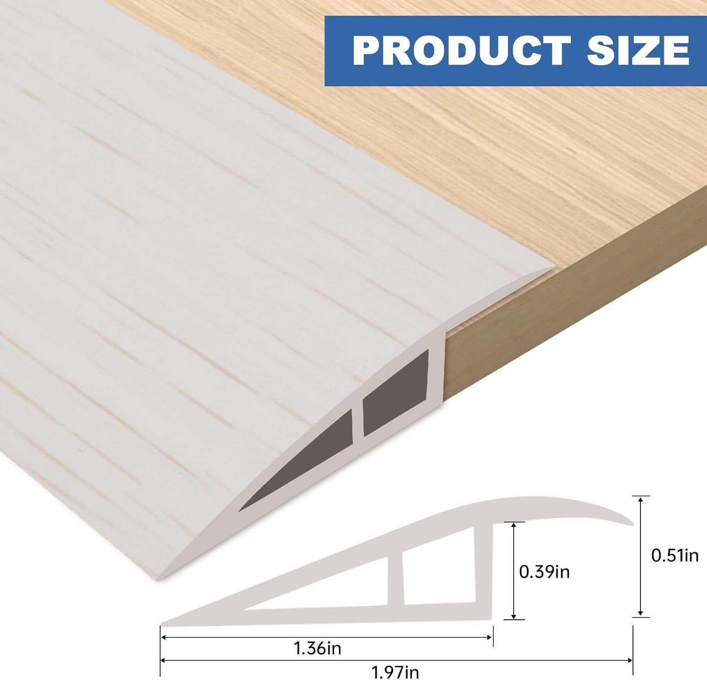 Vinyl Door Threshold Flooring Transition Strip Self Adhesive Carpet Edging Strip for Laminate Doorway Edge Threshold from 1/5" to 2/5" (Beige Wood Grain, 6.6 Ft)