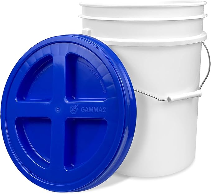 ePackageSupply 5 Gallon White Bucket with Gamma Seal Screw on Airtight Lid | Made in USA | Food Grade | Heavy-Duty | Durable 90 Mil All Purpose Pail | Easy Stack and Store | BPA Free (6 Count), White