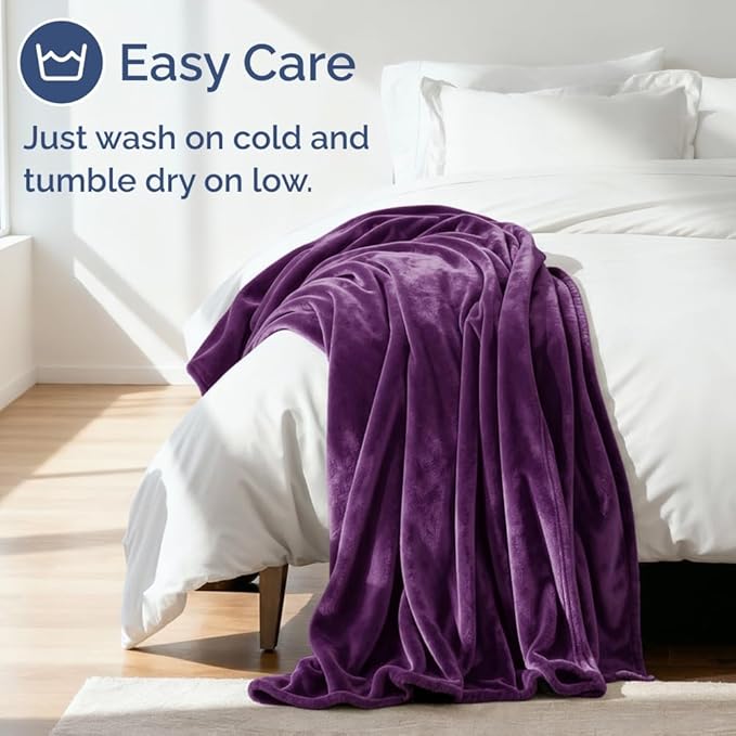 Ultra Soft Fleece Blanket Twin Size - Flannel Fleece Luxury Twin Blanket - Lightweight for Couch Bed Chair - Thick, Warm and Breathable - All Season Cozy Fuzzy, Anti-Static Microplush Bedding, Purple