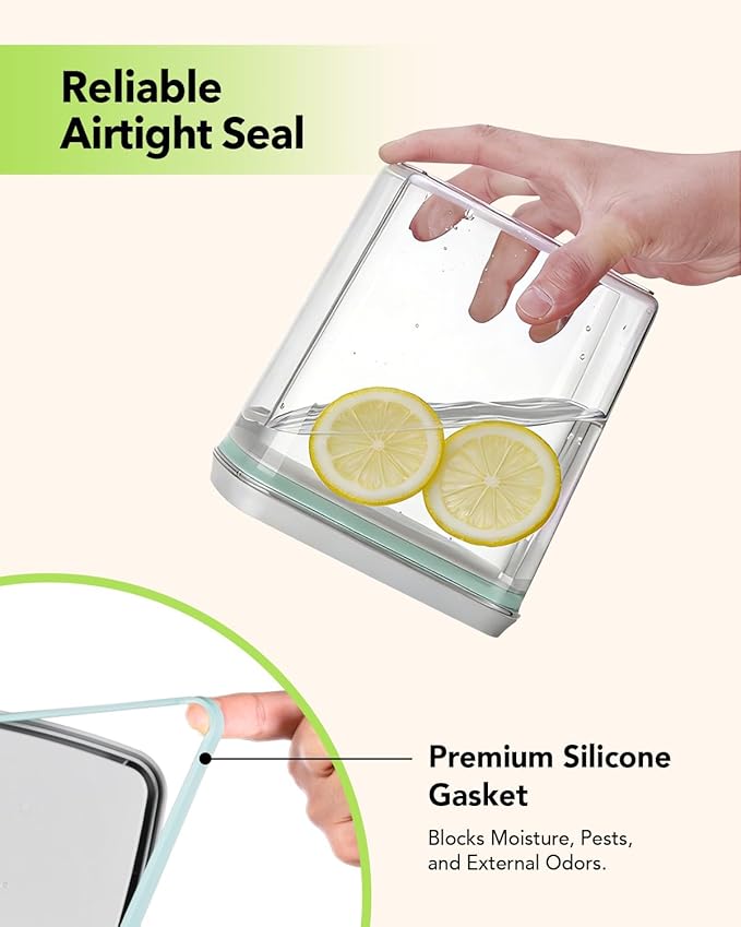 Airtight Food Storage Containers Set with One-Touch Lid, 2-Pack (4.22 QT / 4.0 L) Tall Stackable Durable PET for Bulk Rice, Flour & Baking Essentials Organizer.