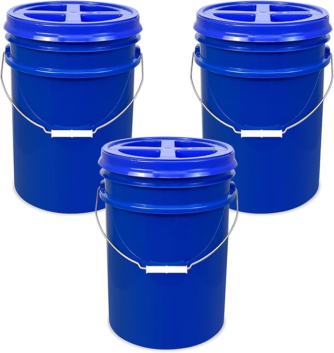 ePackageSupply Premium 5 Gallon Food Grade Plastic Pail with Gamma Seal Lid | Made in USA | BPA-Free | Heavy-Duty 90 Mil | Airtight Stackable Container, 3 Count