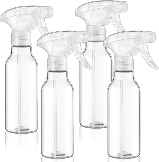 Cosywell Plastic Spray Bottles 8.8oz/260ml 4 Pack Empty Spray Bottle for Cleaning Mist/Stream Heavy Duty Water Spraying Bottle for Cooking Solutions Essential Oils Hair Care(Clear)
