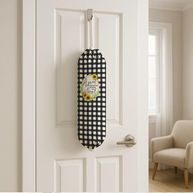 Plastic Bag Holder, A Sweet Friendship Refreshes The Soul Plastic Bag Holder for Christian Decor, Reusable Hanging Inspirational Trash Sacks Dispenser, Kitchen Decor,Gifts for Women Grandma Mom
